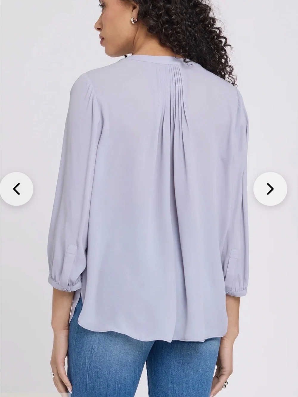 NWT NYDJ Periwinkle Pintuck Blouse 3/4 sleeve, button down, size medium